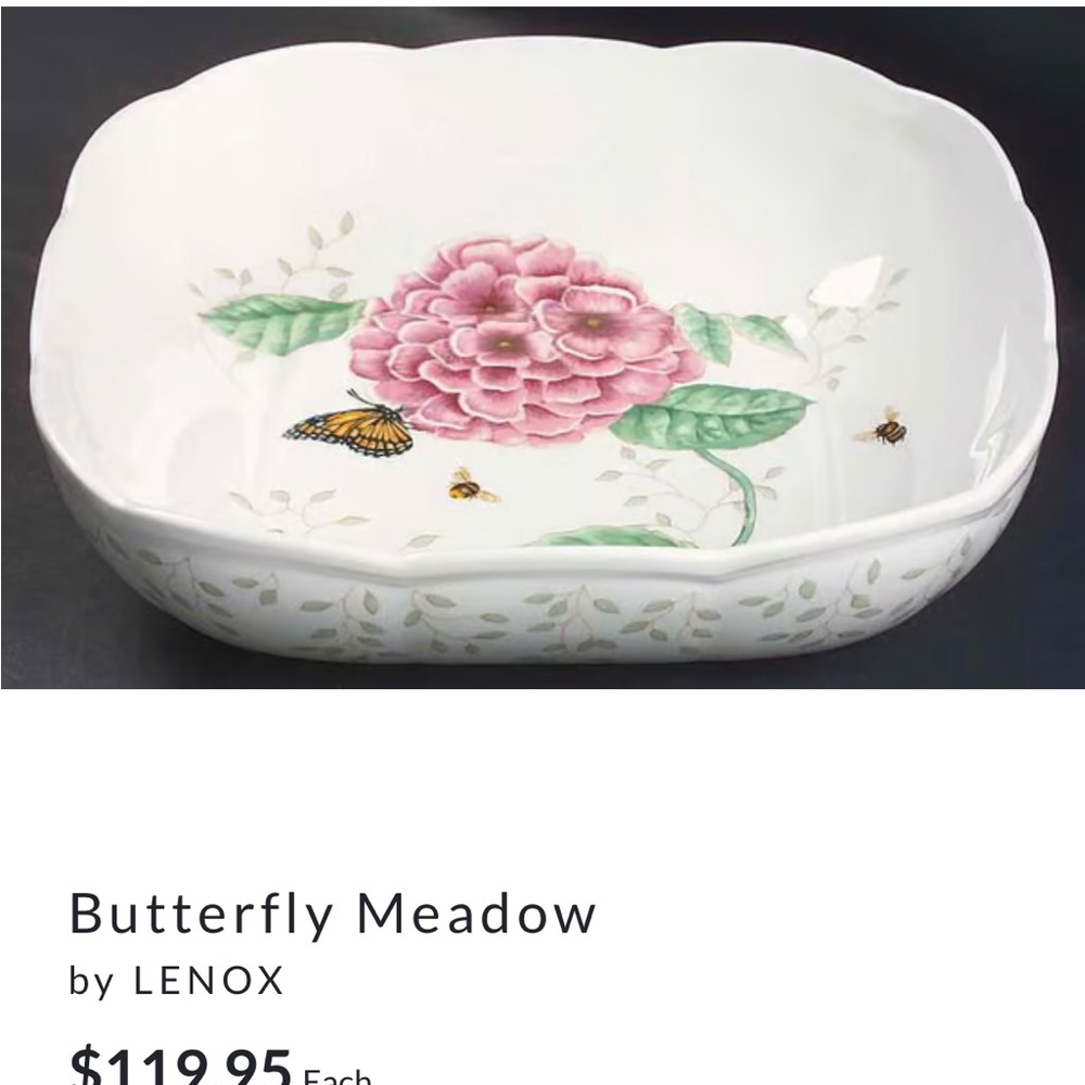 Lenox “ Butterfly Mason 9” baker dish